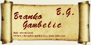 Branko Gambelić vizit kartica